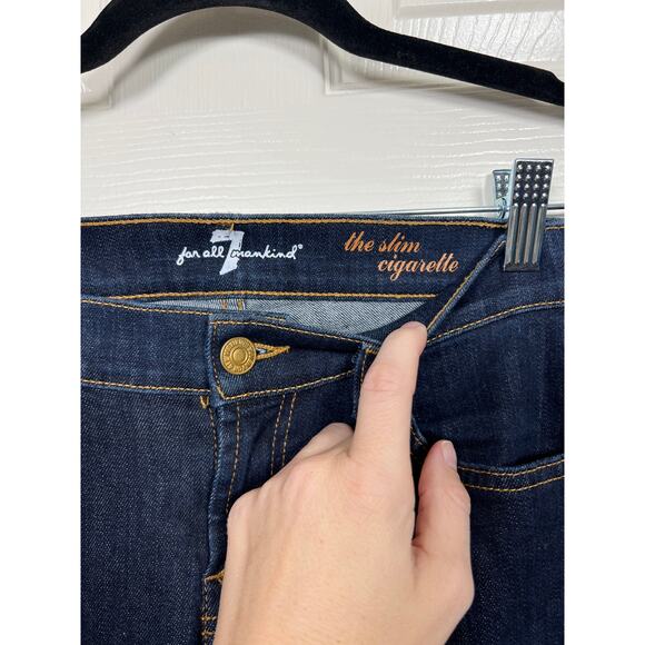 7 For All Mankind Jeans Slim Straight Cigarette Leg Dark Wash Womens 26 - Picture 3 of 7